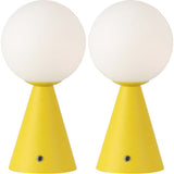 Macie 11.75" Modern Minimalist Globe Rechargeable/Cordless Dimmable Integrated LED Table Lamp with Touch Sensor Set 2