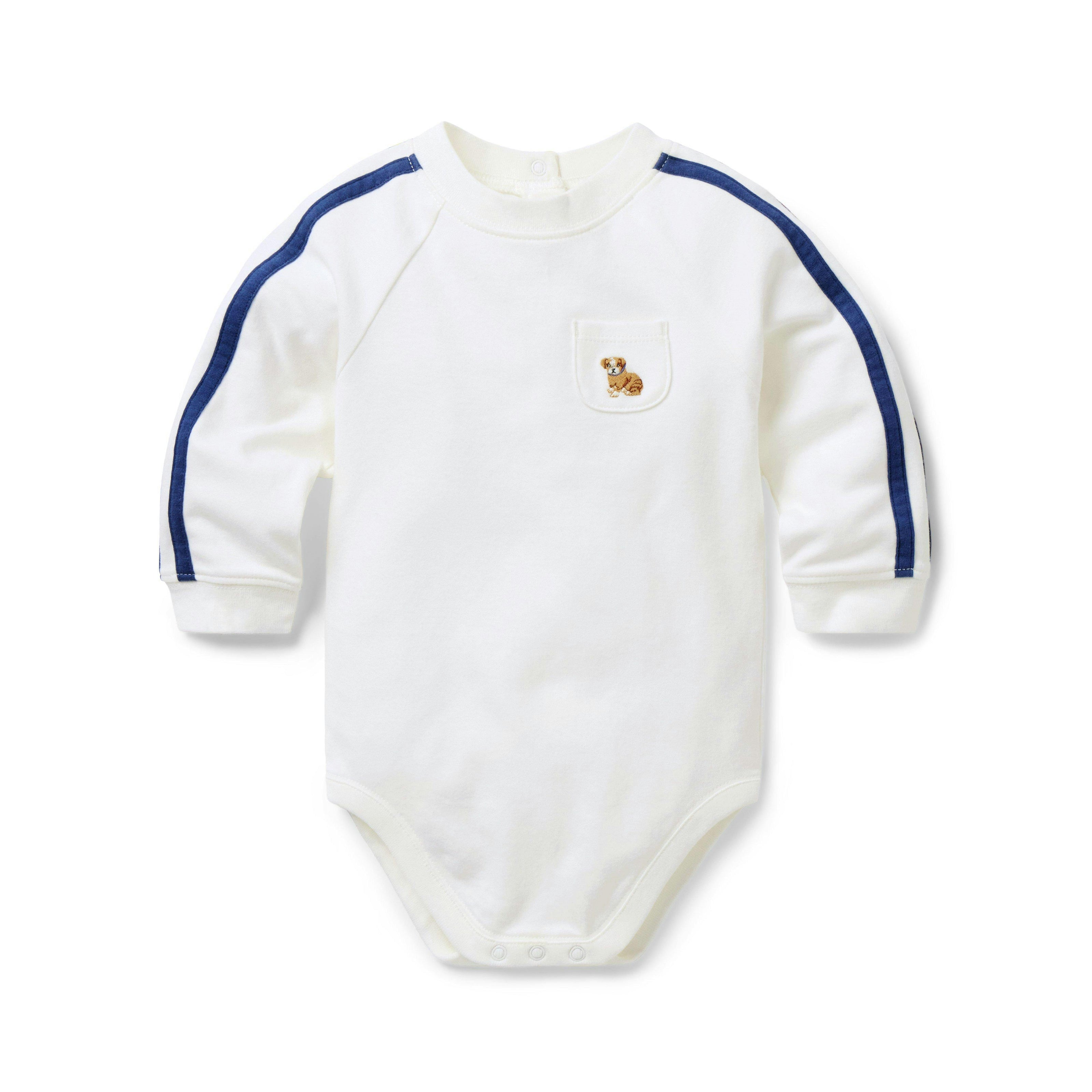 Baby Dog Striped Sleeve Bodysuit, ivory