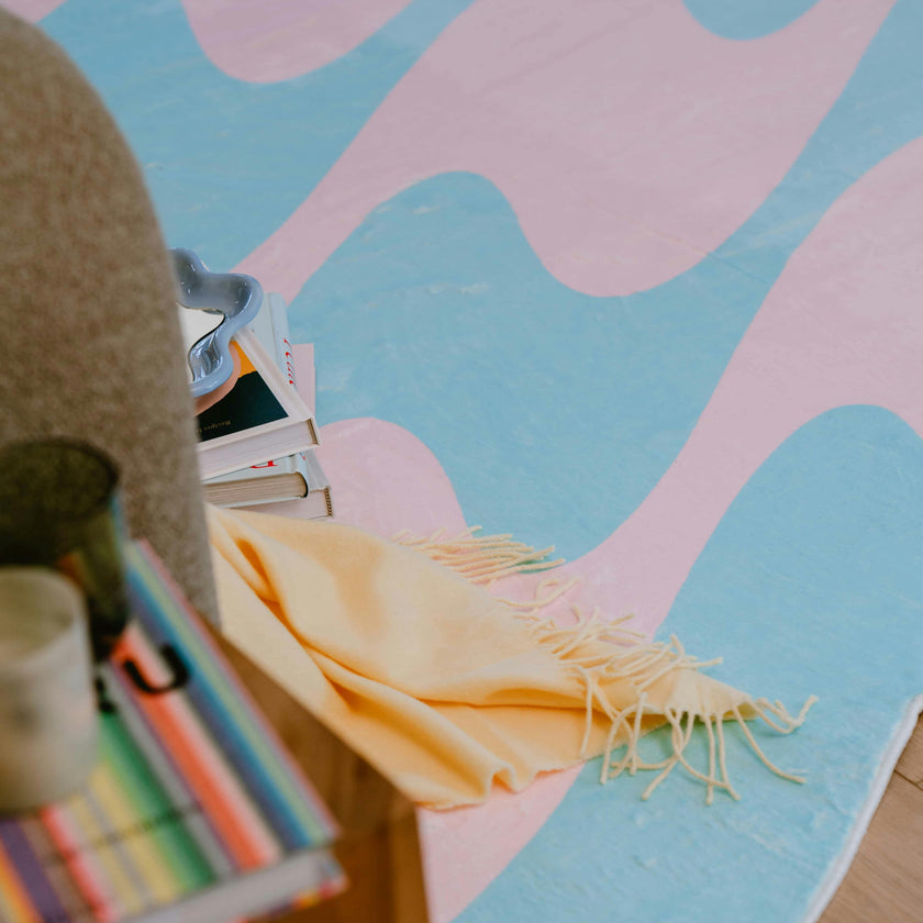 Pastel Irregular Shaped Wavy Rug by Johann Banta