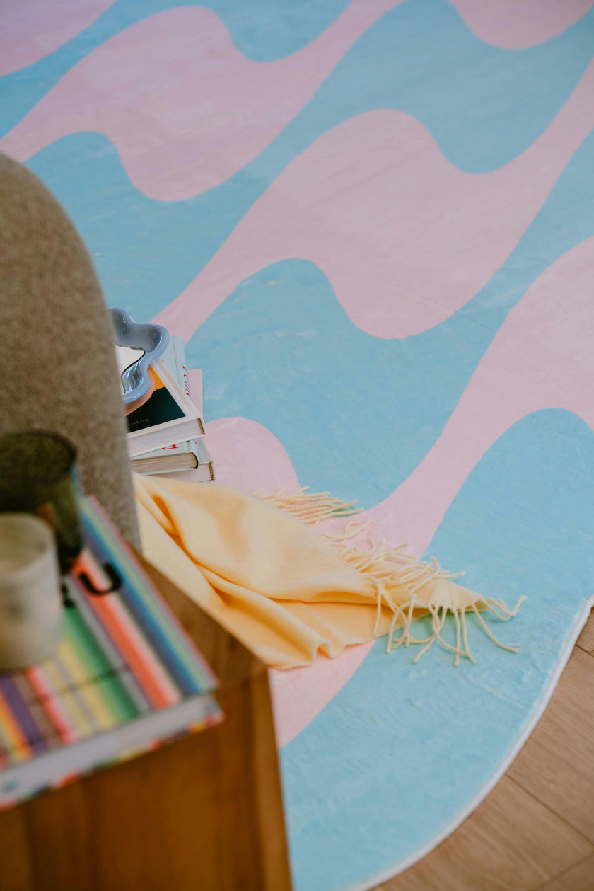 Pastel Irregular Shaped Wavy Rug by Johann Banta