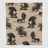 Cotton Sustainable Knit Throw Blanket - Equestrian Toile