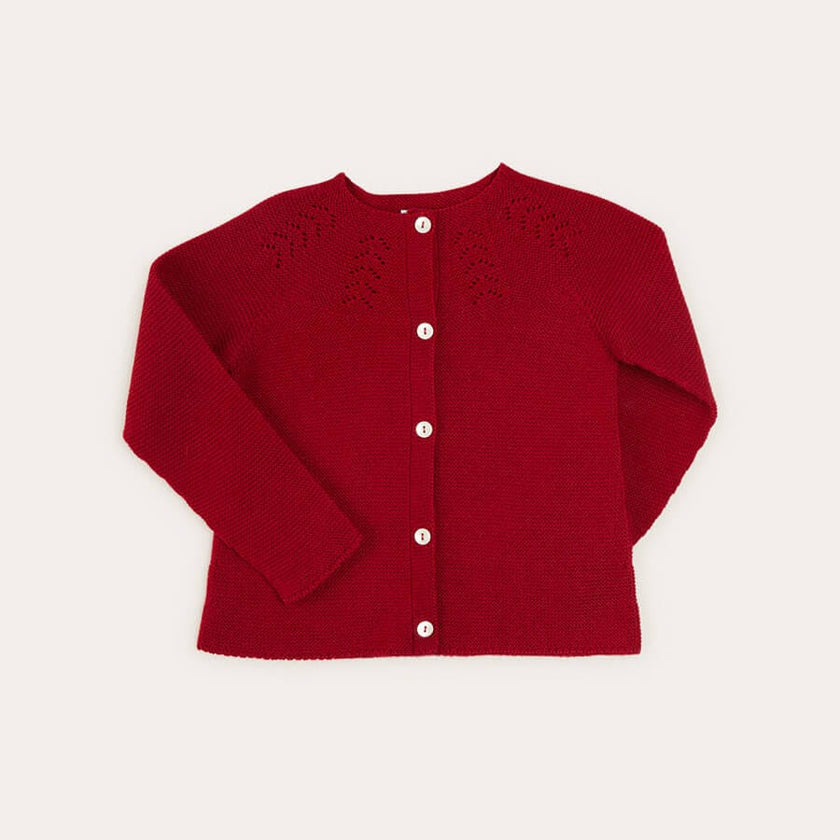 Openwork Cardigan In Burgundy (6mths-10yrs)
