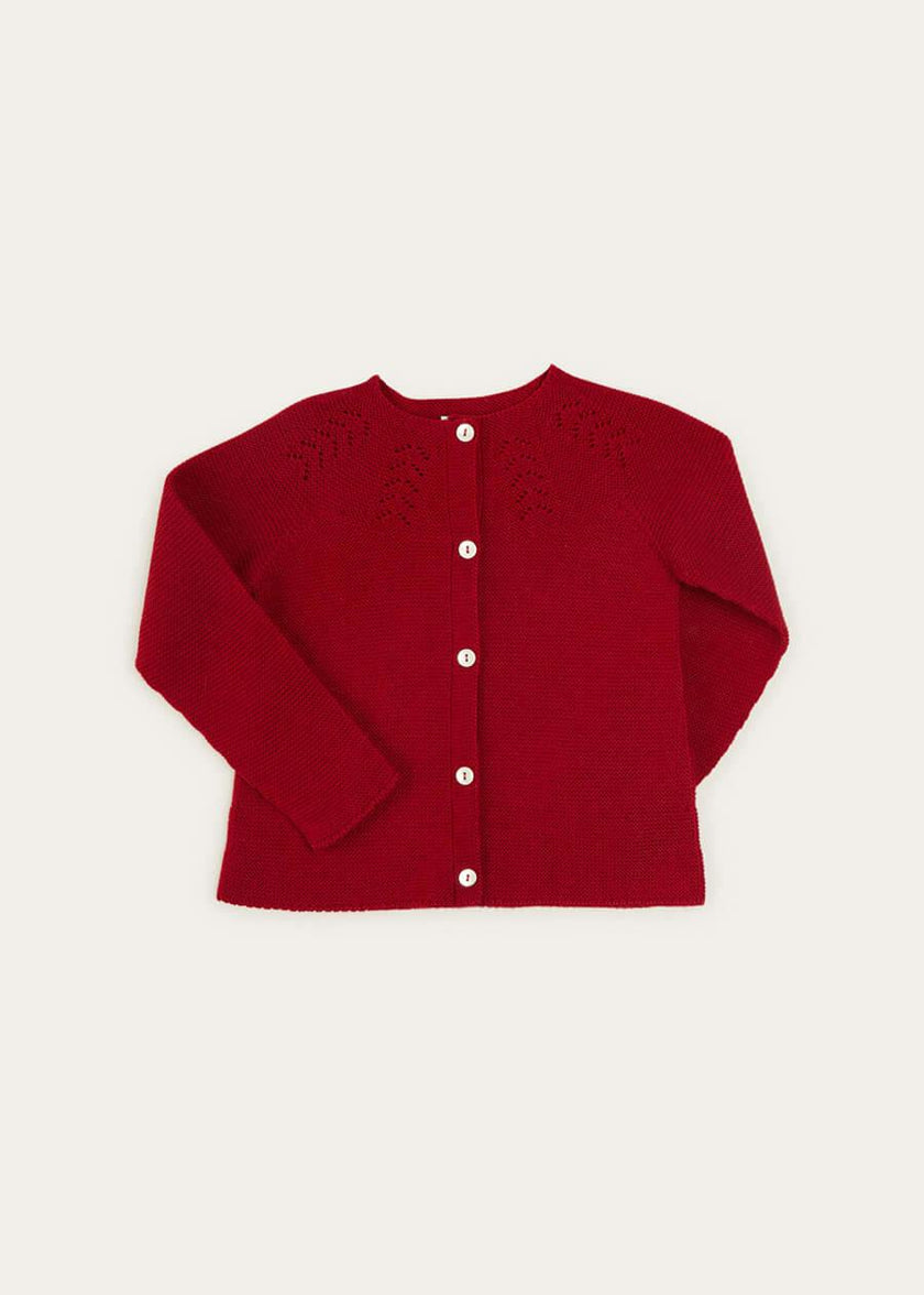 Openwork Cardigan In Burgundy (6mths-10yrs)