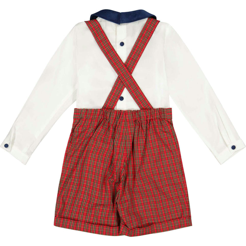 George Navy Tartan Boy Dungaree & Shirt