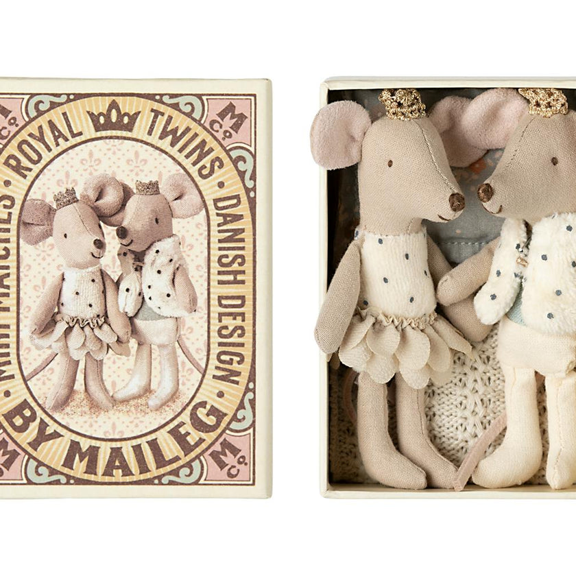 Royal twin mice, Little sister and brother in matchbox