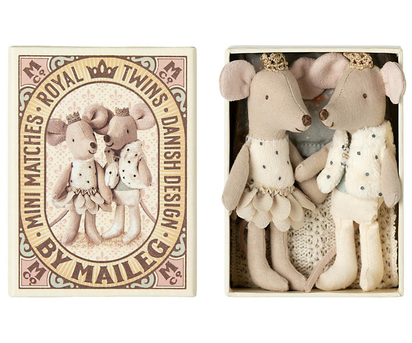 Royal twin mice, Little sister and brother in matchbox