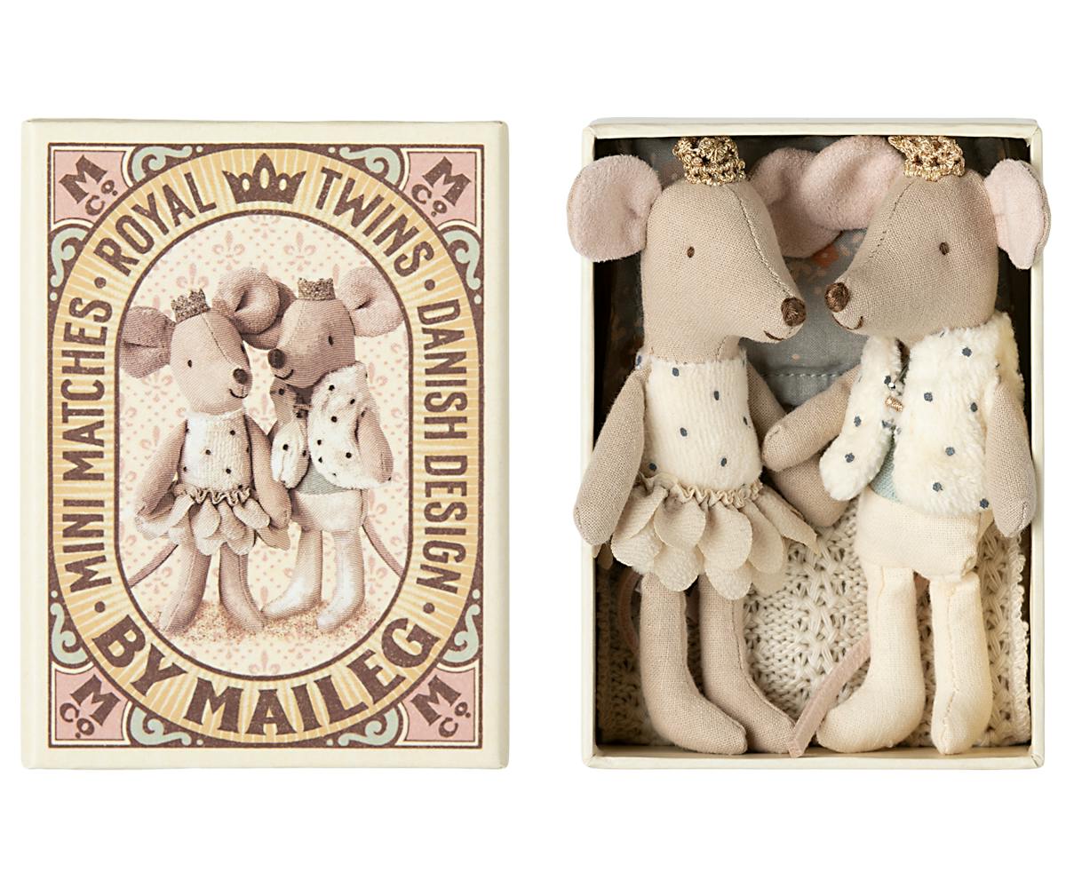 Royal twin mice, Little sister and brother in matchbox