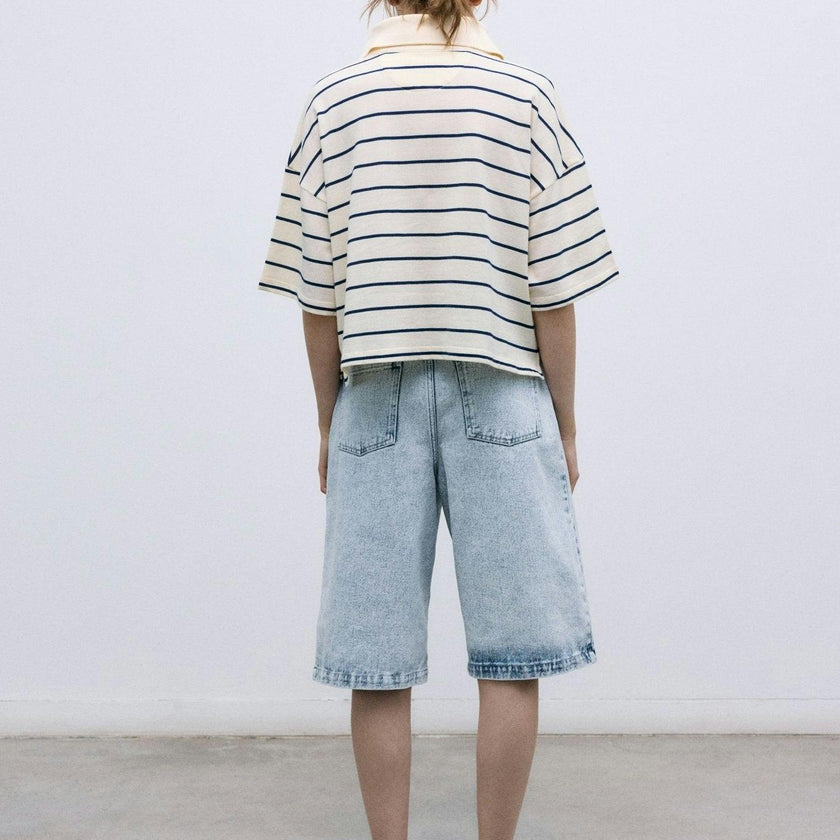 Acacia Woman Polo Ecru Stripes