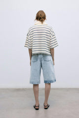 Acacia Woman Polo Ecru Stripes