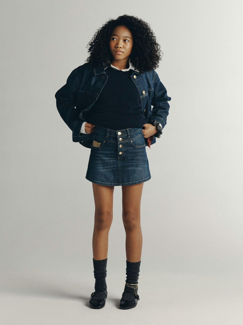 Jordyn Denim Trucker Jacket | Deep Water
