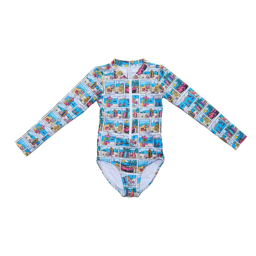 Girls Long Sleeve Swimsuit (Bondi Print)
