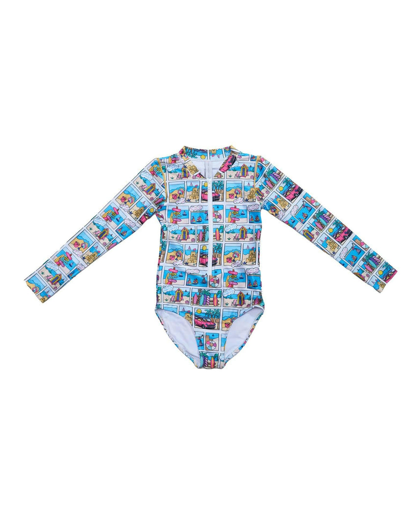 Girls Long Sleeve Swimsuit (Bondi Print)
