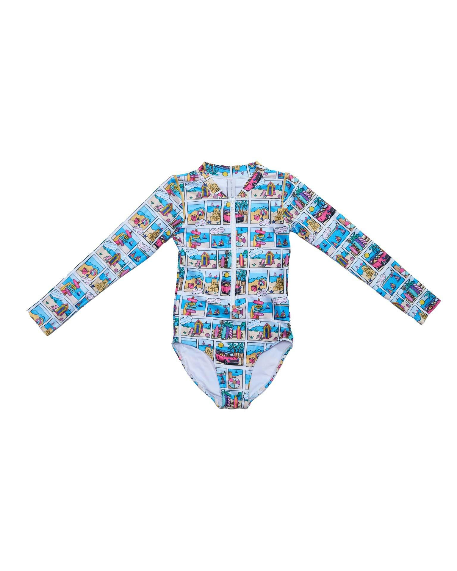 Girls Long Sleeve Swimsuit (Bondi Print)