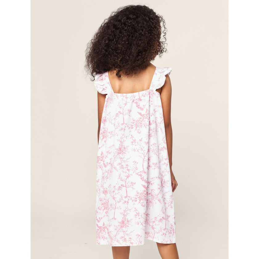 Girl's Twill Clara Nightgown in Pink Timeless Toile