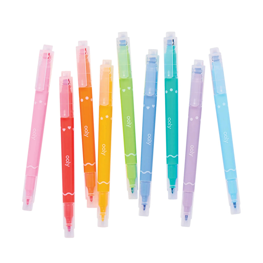 Confetti Stamp Double-Ended Markers - Stamp & Fine Tip - Set of 9