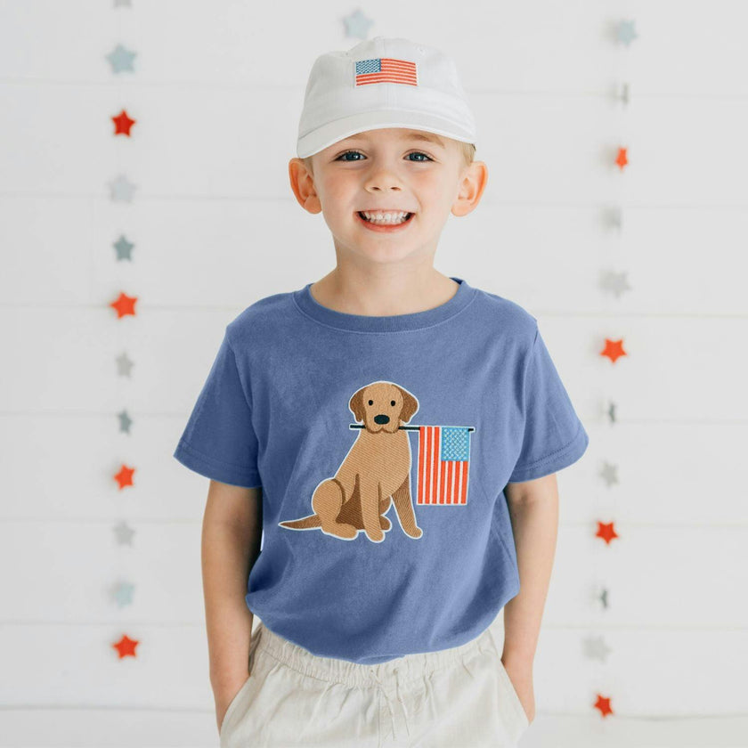 Patriotic Pup Patch Short Sleeve T-Shirt - Indigo