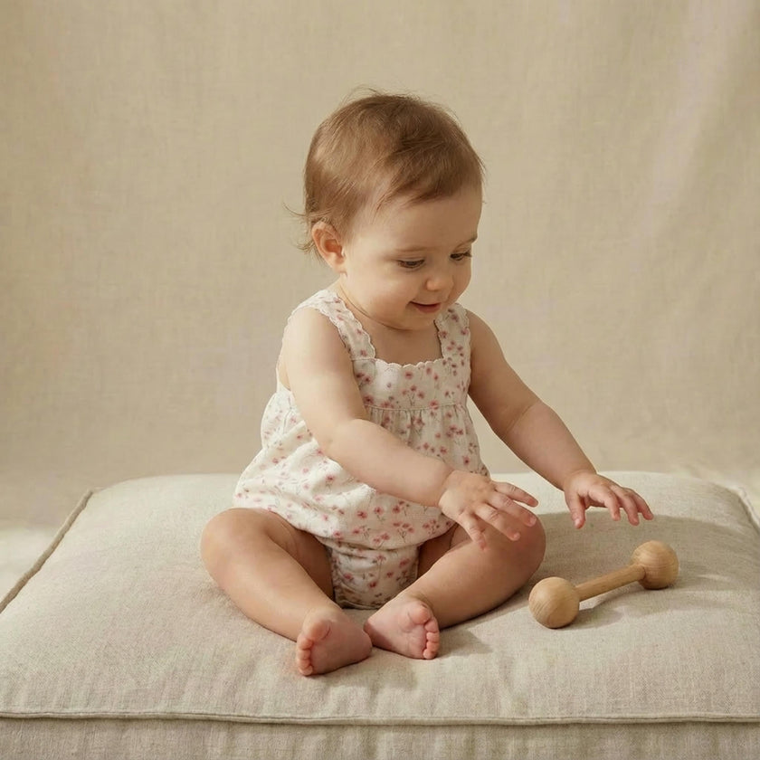 Organic Scalloped Top & Bloomers Set - Pink Bloom