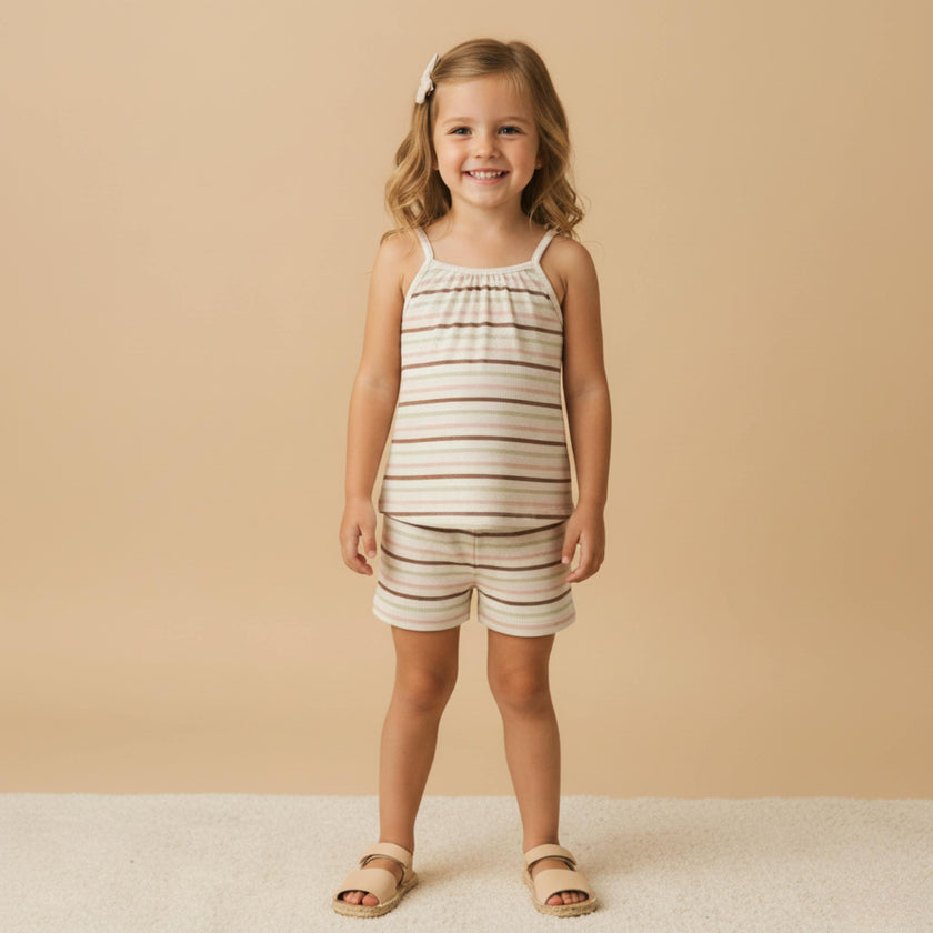 Organic Tank Top & Shorts Set - Terra Stripes