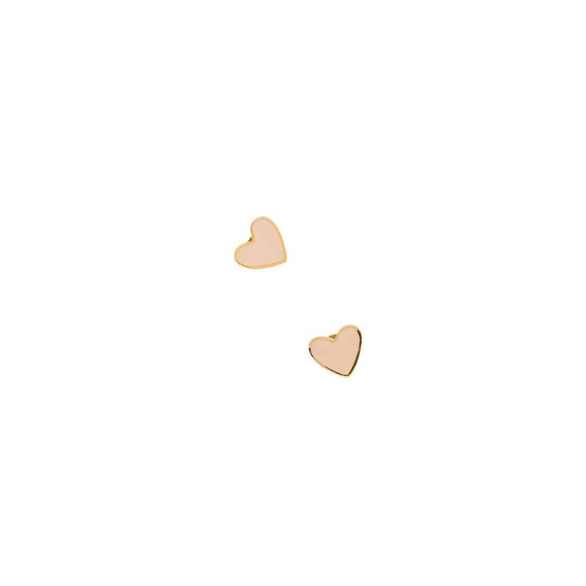 Enamel Neutral Heart Stud