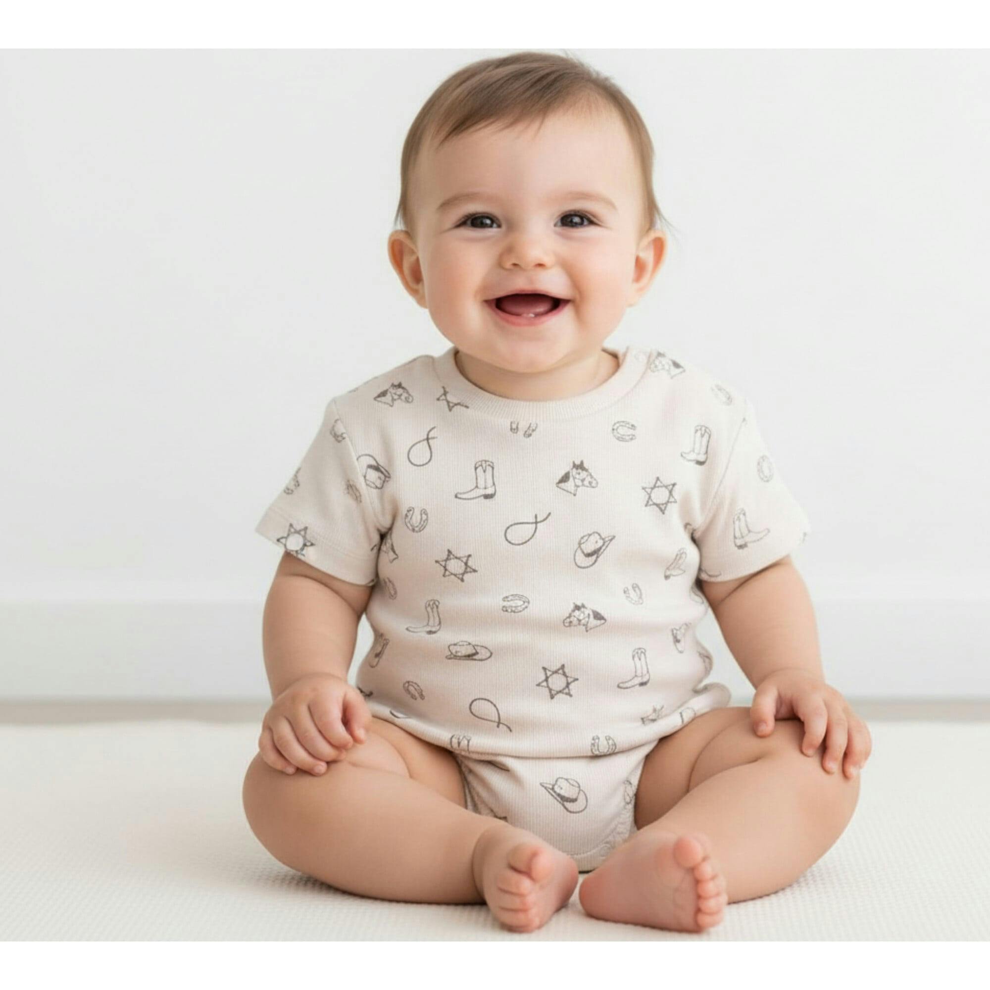 Organic Short Sleeve Bubble Romper - Rodeo