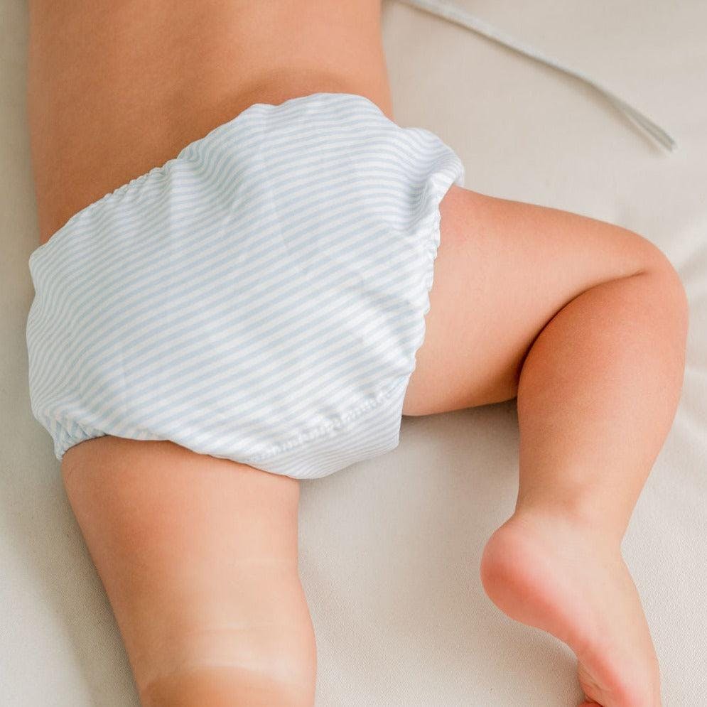 Powder Blue Stripe Diaper Bloomer Cover