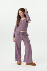 Dylan Mauve and Navy Stripe Wide Leg Pants