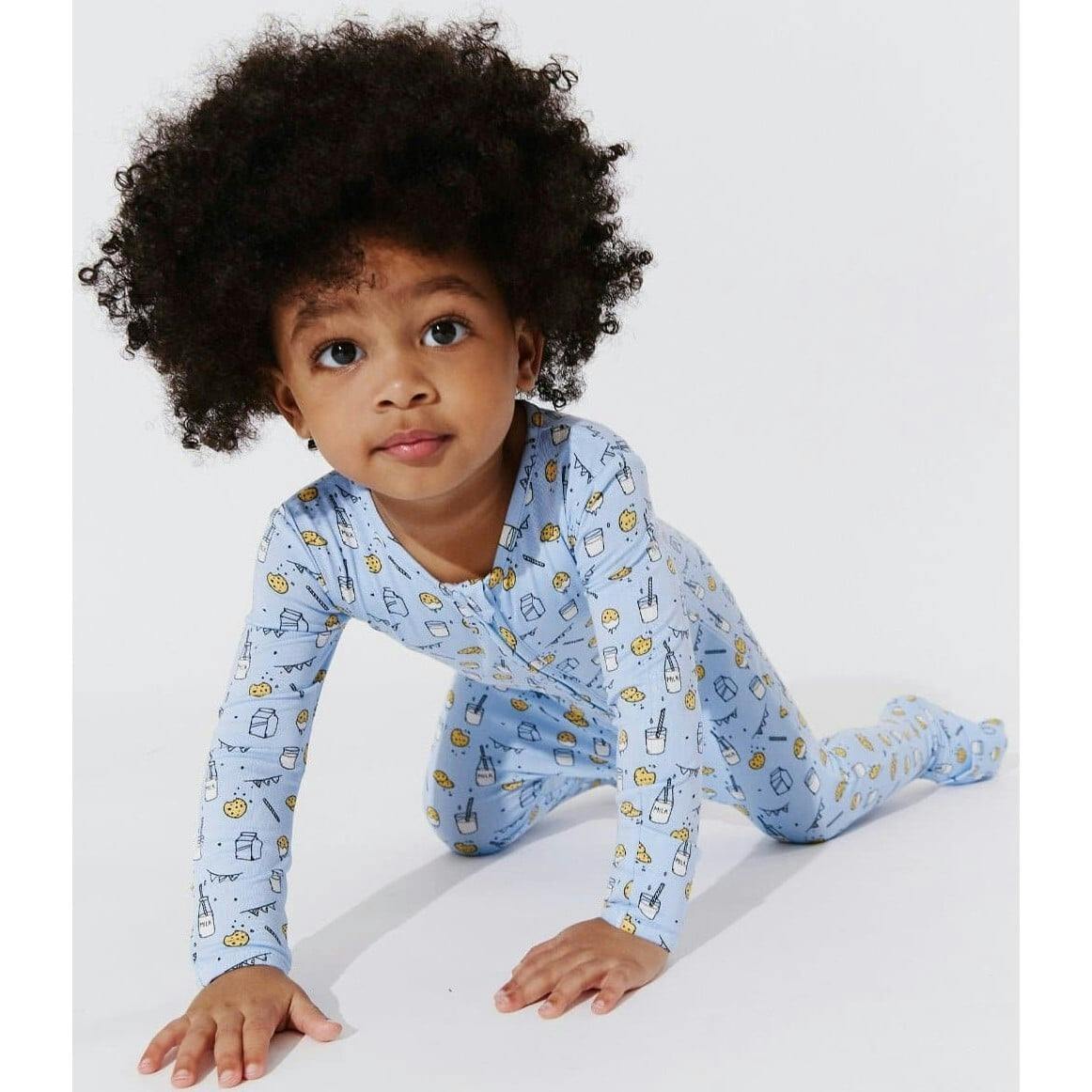 Milk and Cookies Blue Bamboo Convertible Footie