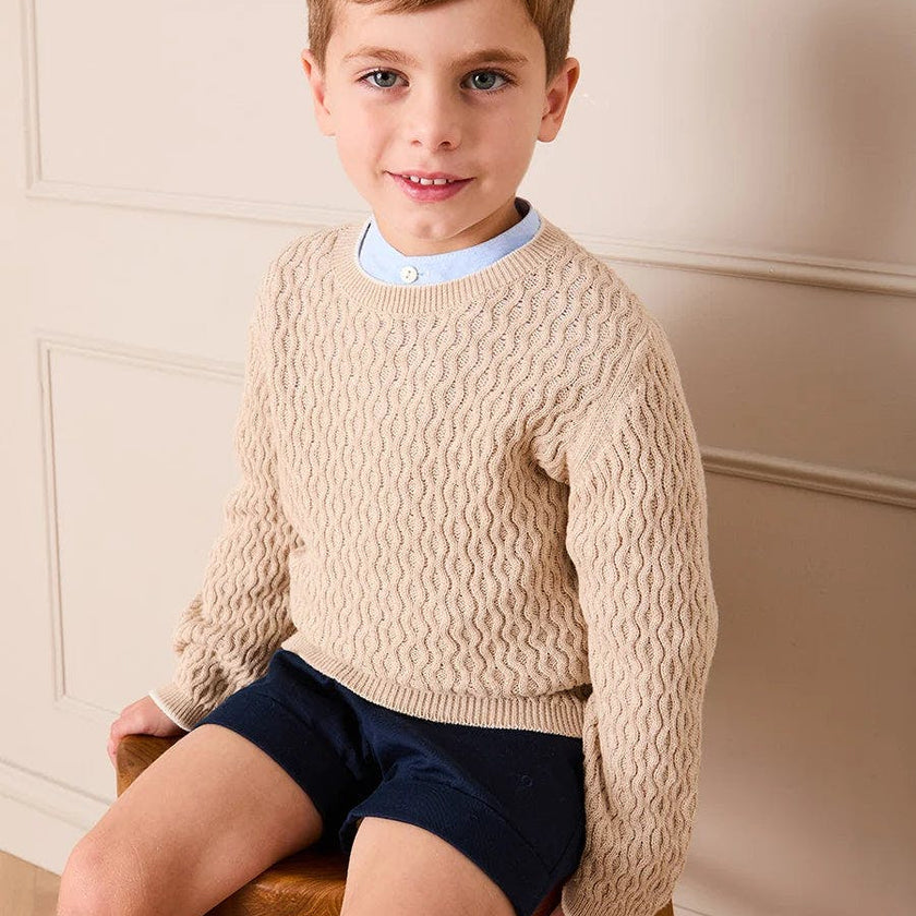 Wave Knit Jumper in Beige (3-10yrs)
