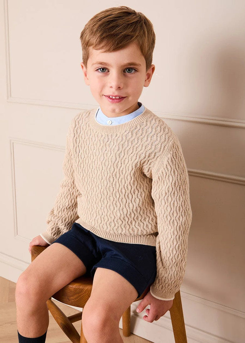 Wave Knit Jumper in Beige (3-10yrs)