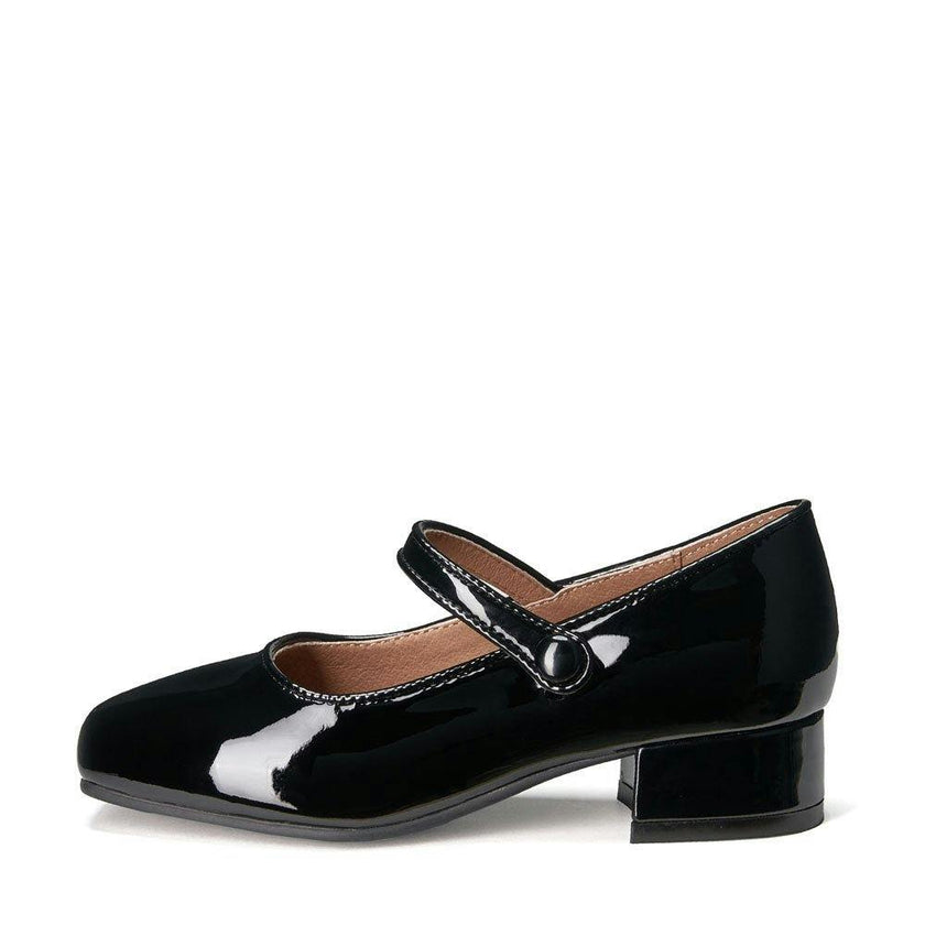 Holly Glossy Leather Heeled Square Toe Mary Jane Shoes