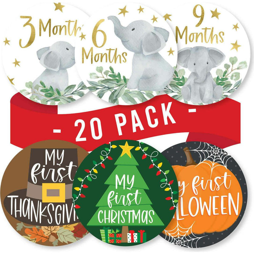 6-Piece Baby Closet Dividers & 20-Piece Baby Milestone Stickers Baby Shower Gift