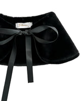 Black Ribbon-Tie Faux Fur Collar