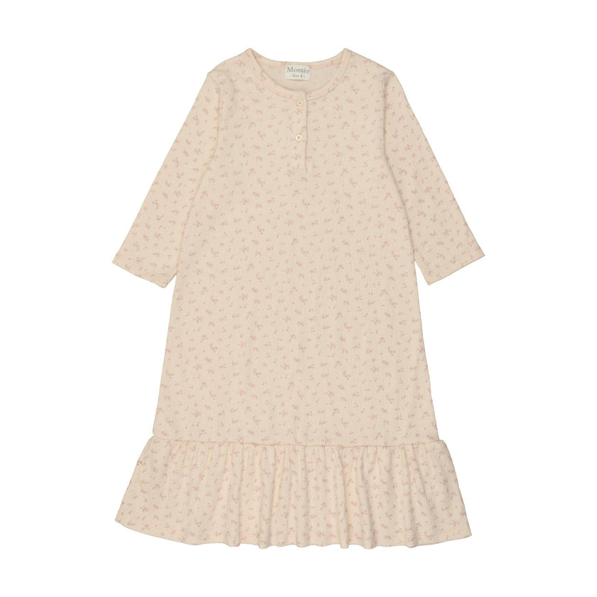 Printed Gauze 3-Quarter Sleeve Dress