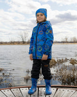Rain Boots In Natural Rubber Blue Smiley Print