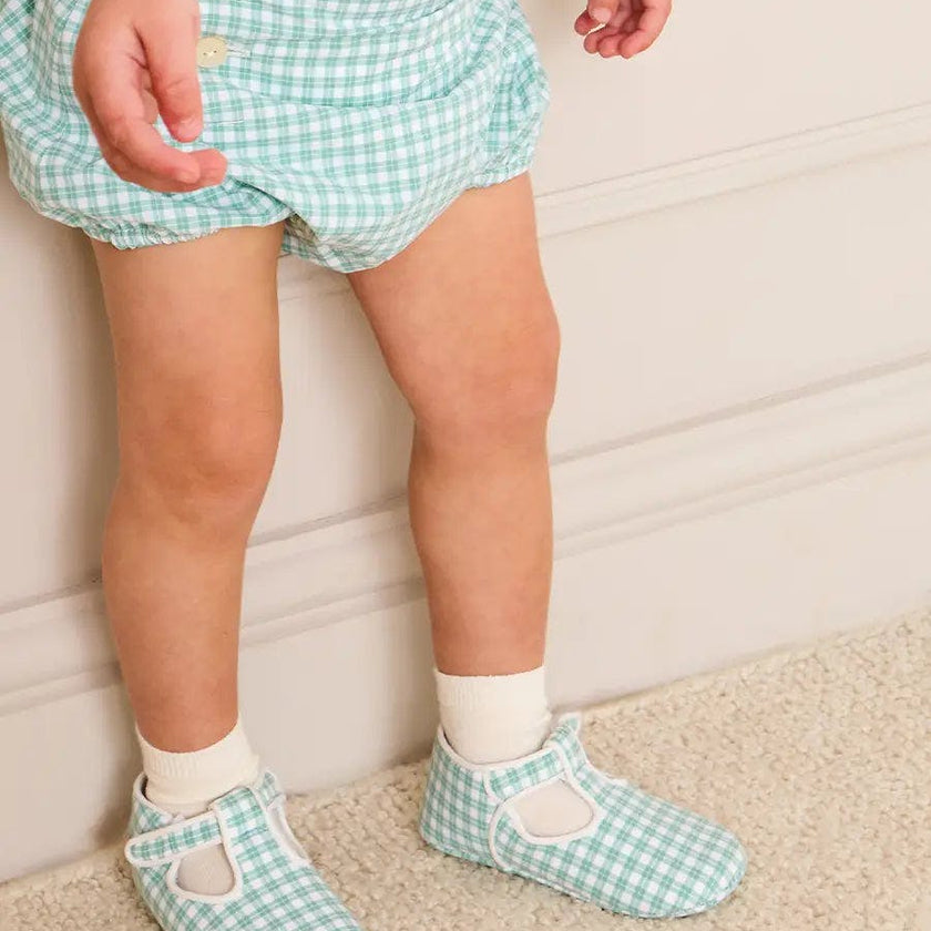 Lucas Check Button Detail Bloomers in Green (1mth-2yrs)