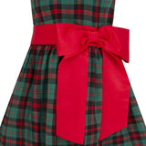 Cameron Plaid & Satin Bow Girls Party Dress