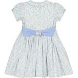 Violette Floral Blue Short Puff Smocked Dress
