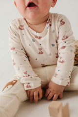 Baby Boy Long Sleeve Bodysuit in Caramel Stripe