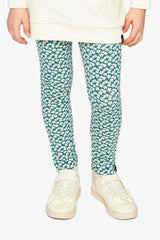 Organic Cotton Leggings Green Daisy Print