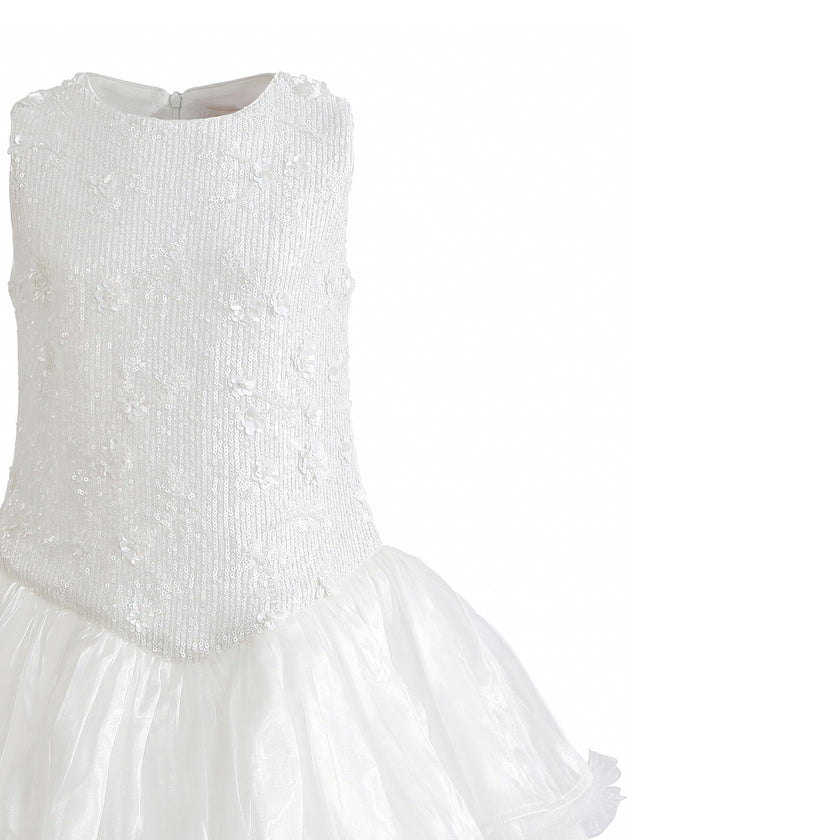 White Arabella Floral Tulle Dress