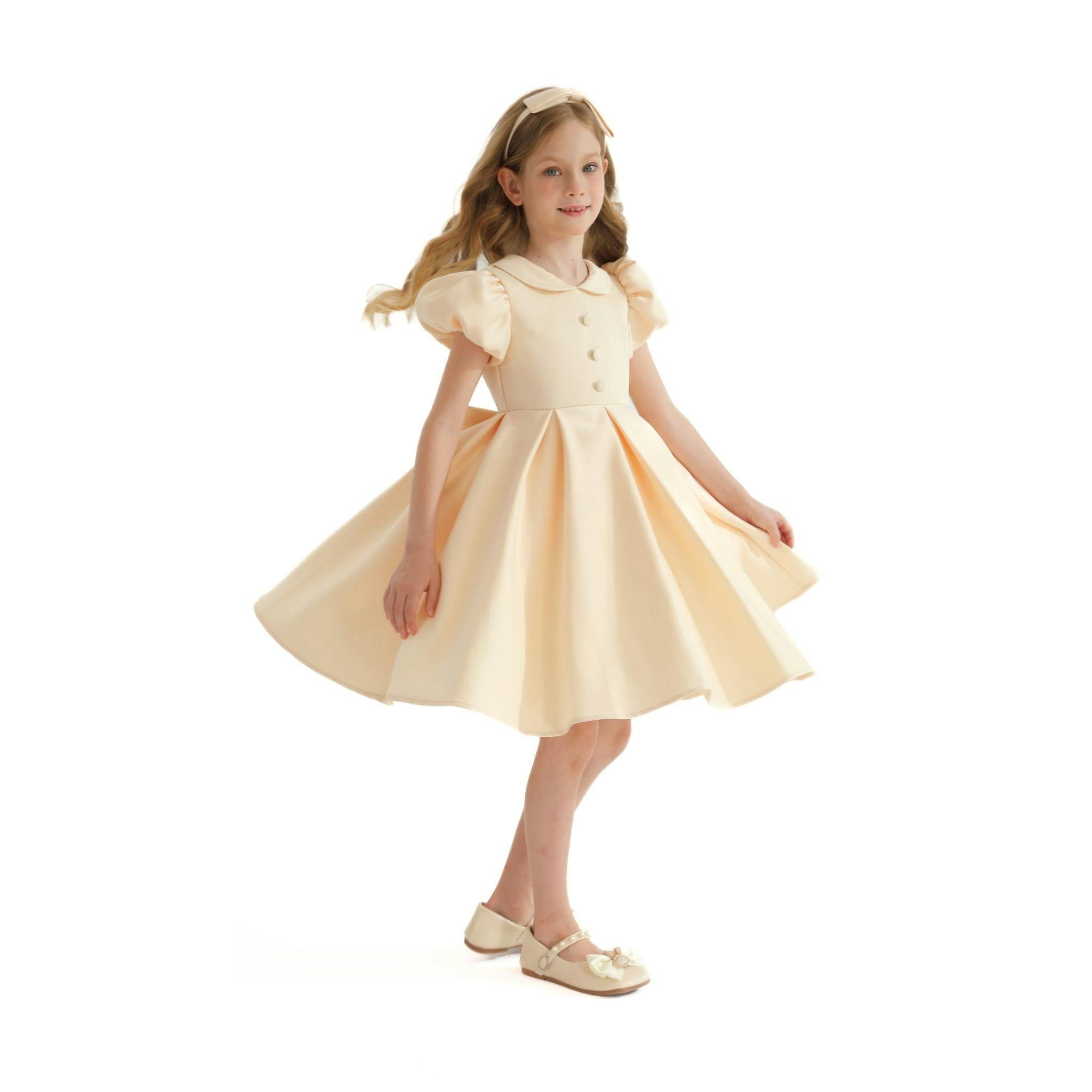 Champagne Barrymore Teacup Button Dress