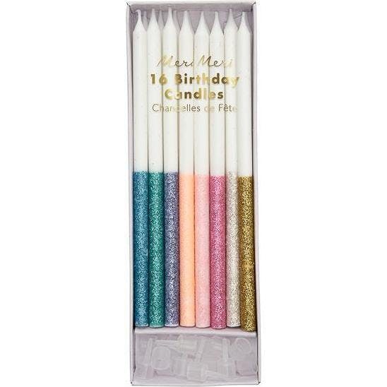 Multicolor Dipped Glitter Candles