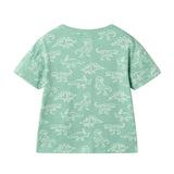 Boys Printed Henley Set | Green Dino