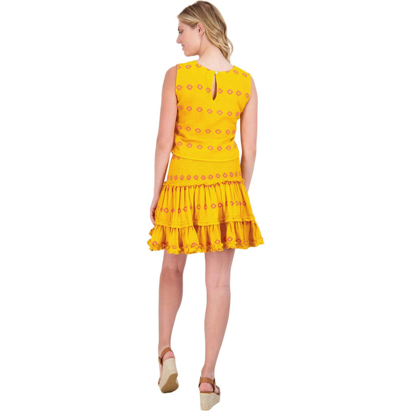 Women's Maribel Embroidered Crop Tank & Skirt Set, Yellow