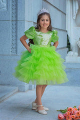 Enchanted Lime Sequin Tulle Birthday Dress for Girls