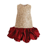Crimson Ruffles & Golden Gleam Dress