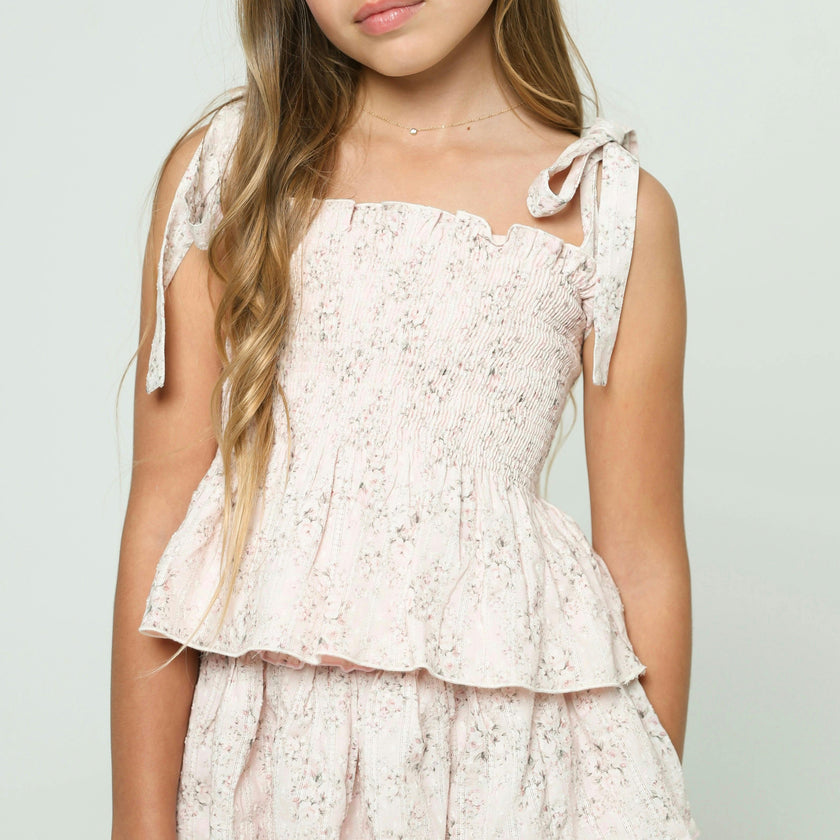 Gigi Top in Pink Mini Roses