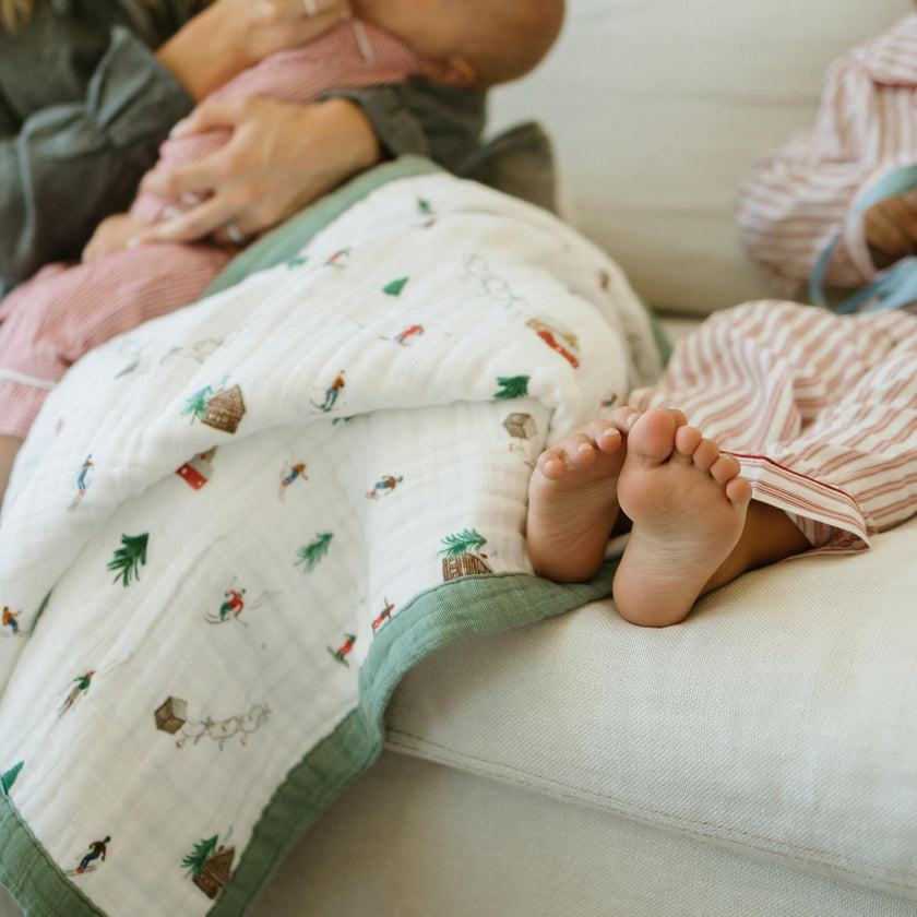 Cotton Muslin Baby Quilt - Powder Party