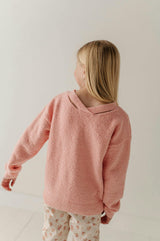 Girls Fuzzy Knit Sweater in Petal Pink