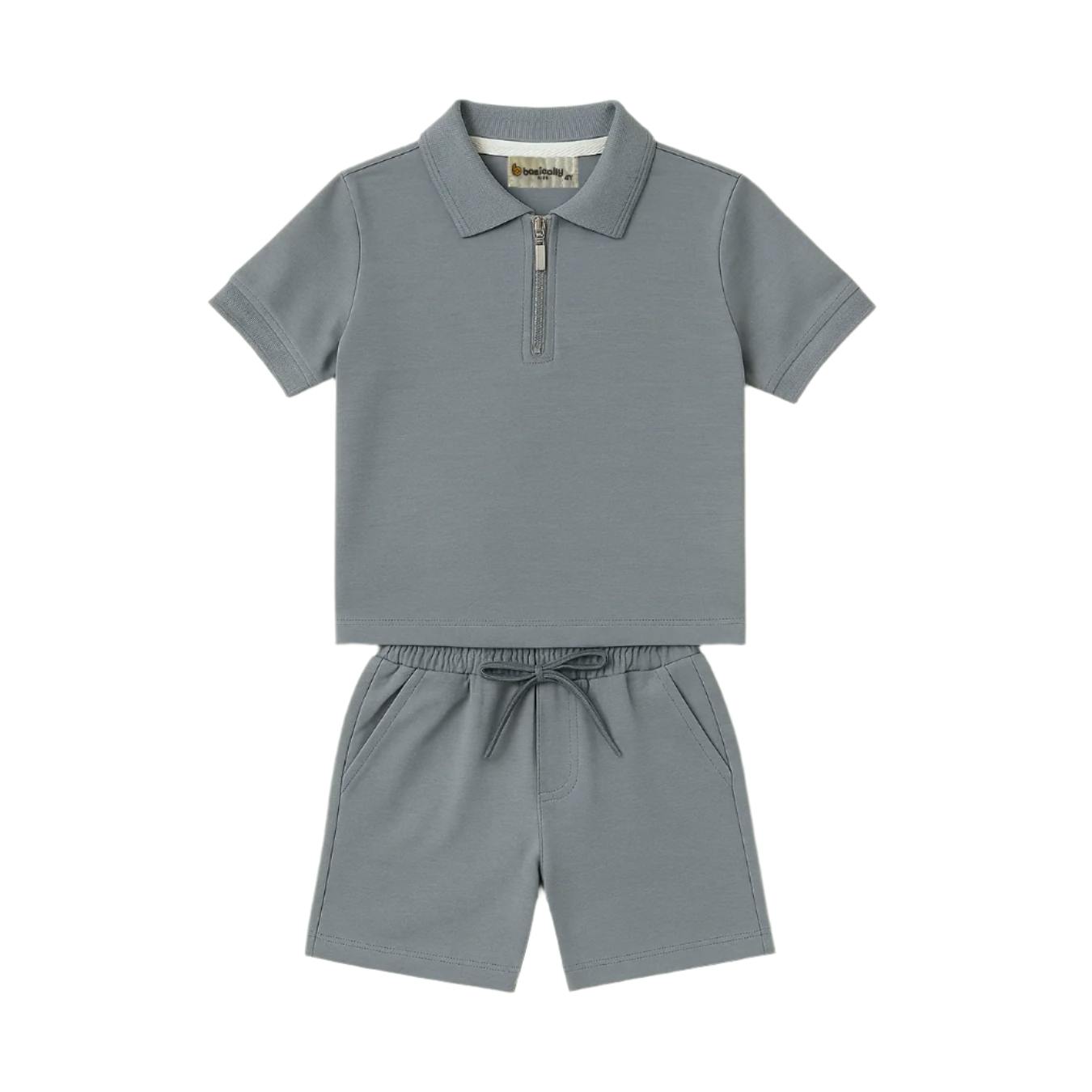 Zipper Polo & Shorts Set